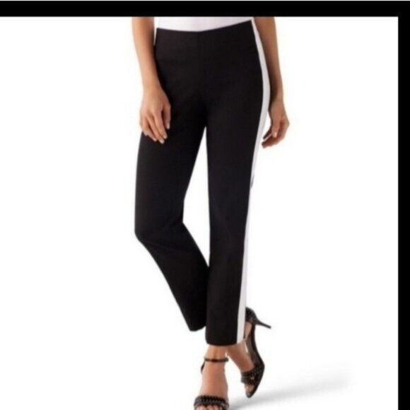 White House Black Market Pants - NEW White House Black Market Side Stripe Taper ankle Pants Black White Size 4